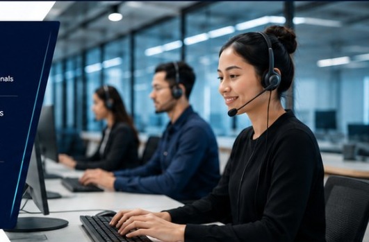 Operations specialists working at computer stations